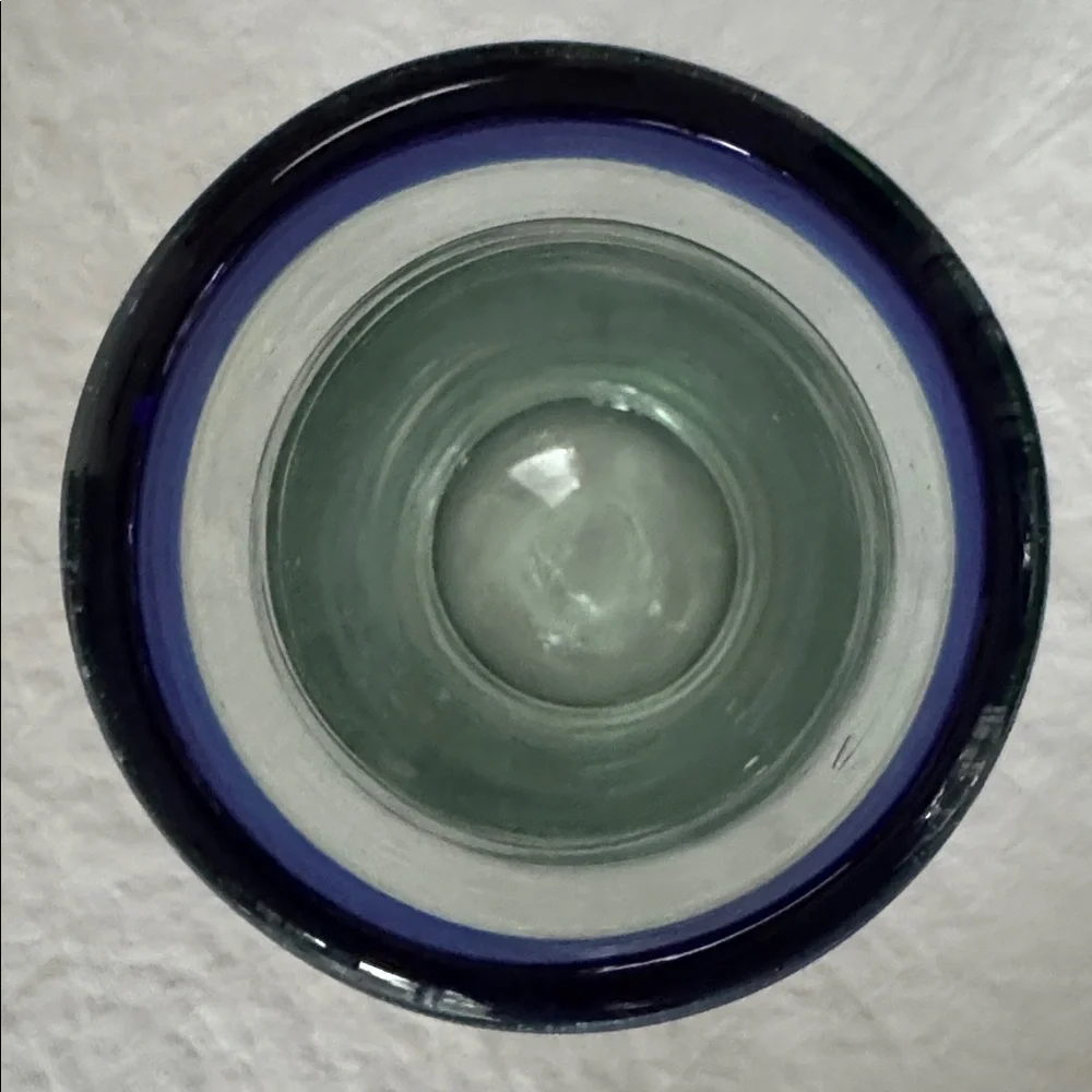 MEXICO HANDBLOWN GLASS COBALT BLUE REPLACEMENT TUMBLER BARWARE VINTAGE 90s 14 oz
